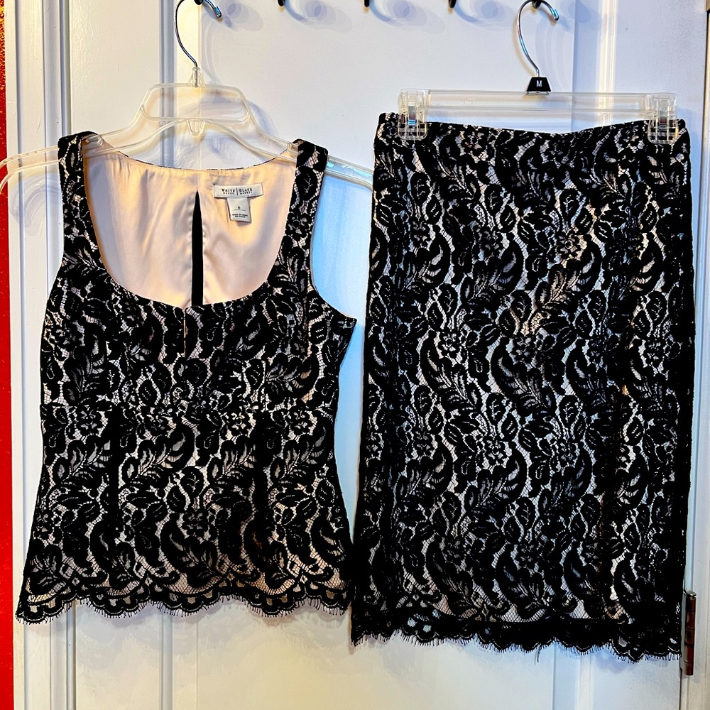 Black and white 2 piece lace (top and bottom).